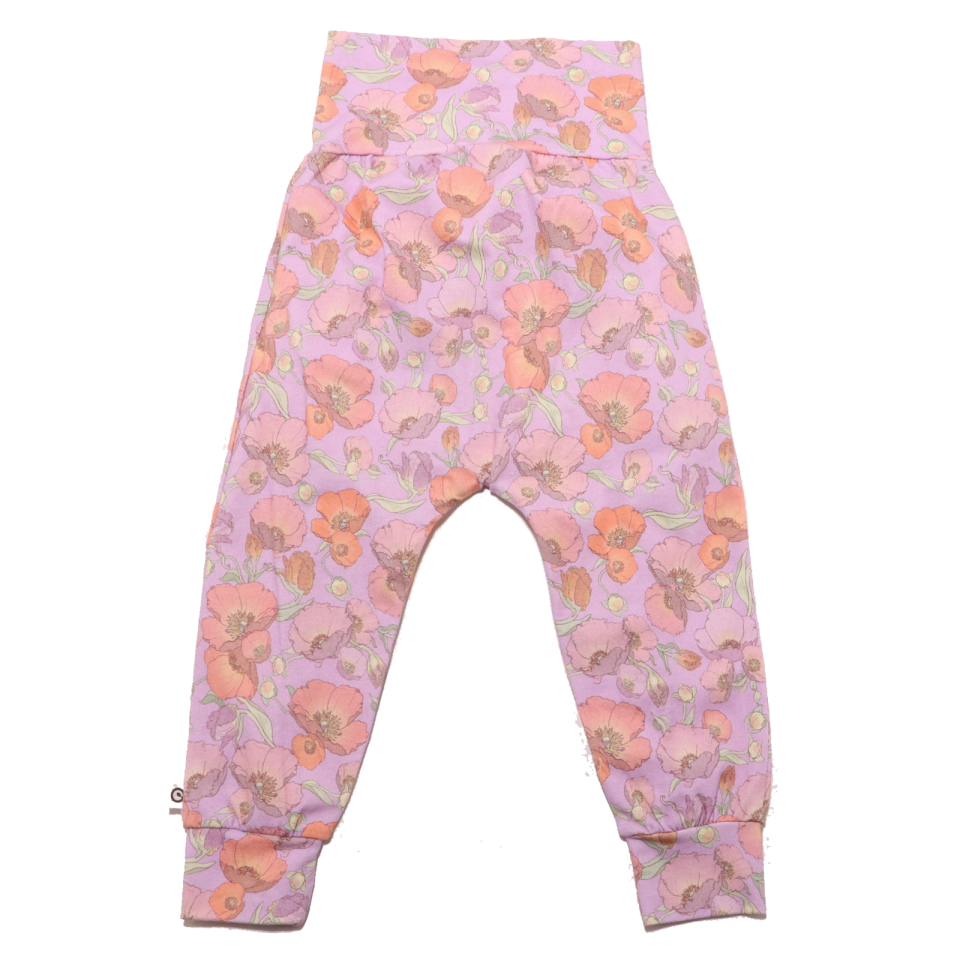 Pantaloni roz și lila cu imprimeu floral Spicy Vintage
