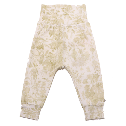 Pantaloni albi cu imprimeu vegetal Spicy Vintage