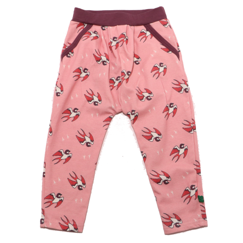 Pantaloni roz cu imprimeu rândunici