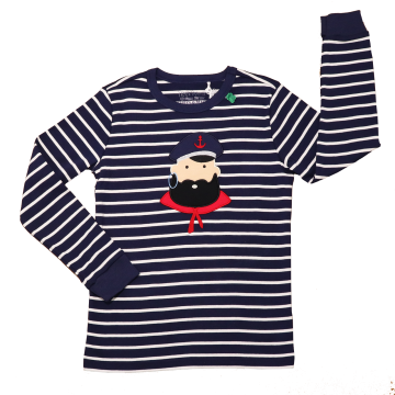 Bluză cu dungi și imprimeu marinar din bumbac organic