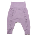 Pantaloni fancy lila cu volănașe în față