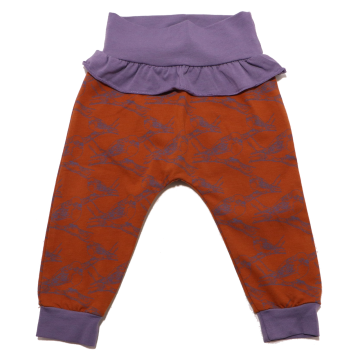 Pantaloni maro cu detalii lila