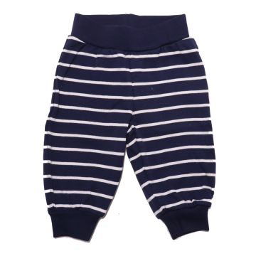 Pantaloni bleumarin cu dungi subțiri albe