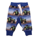 Pantaloni albaștri cu imprimeu tractoare