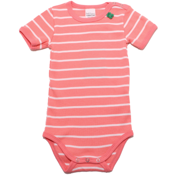 Body cu mânecă scurtă corai cu dungi albe subțiri