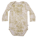 Body alb cu mânecă lungă și imprimeu vintage din bumbac organic