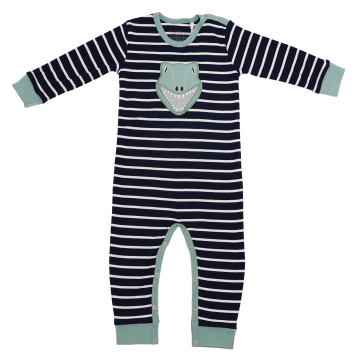 Salopetă Dino stripe din bumbac organic