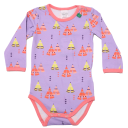 Body lila cu mânecă lungă și imprimeu corturi din bumbac organic Freds World