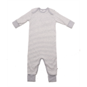 Salopetă fără botoși cu dungi albe și gri