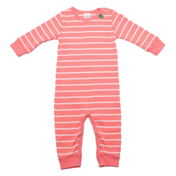 Salopetă fără botoși corai cu dungi albe