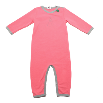 Salopetă fără botoși, corai cu imprimeu iepure