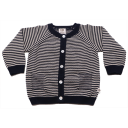 Cardigan bleumarin cu dungi albe tricotat din bumbac organic