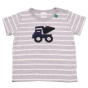 Tricou gri cu dungi albe și mașinuță aplicată Freds World
