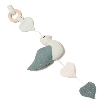Mobil cu pasăre verde și inimioare