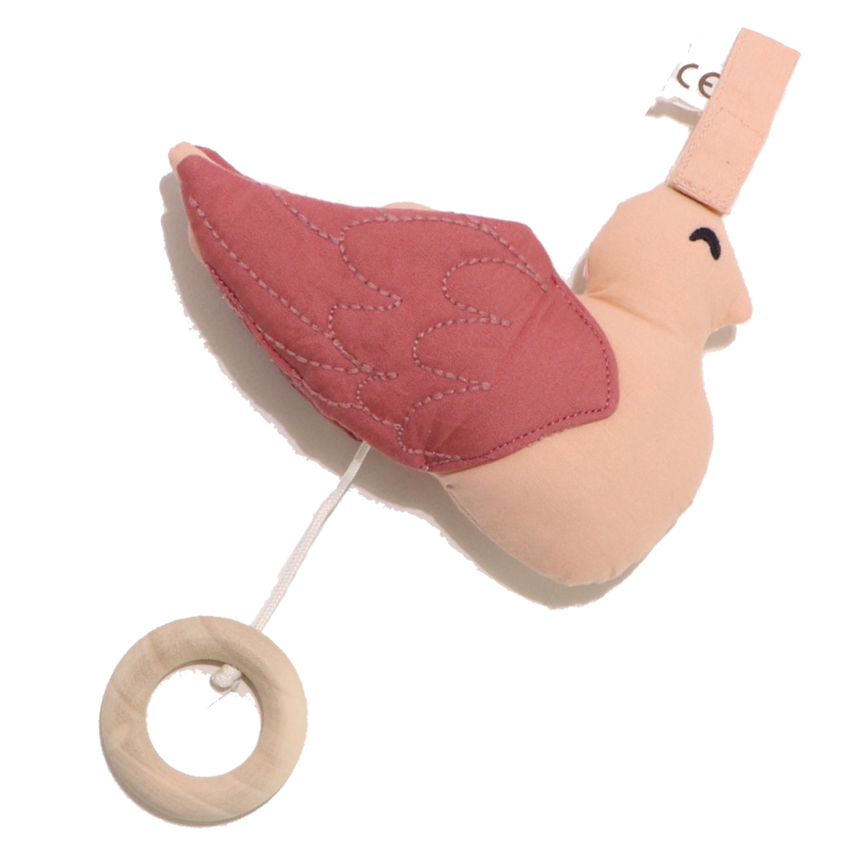 Cutie muzicală cu pasăre roz