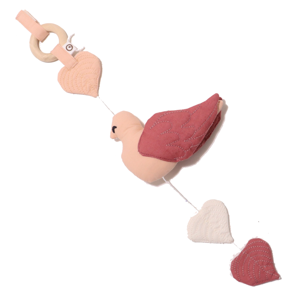 Mobil cu pasăre roz și inimioare