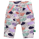 Pantaloni albi cu imprimeu norișori colorați