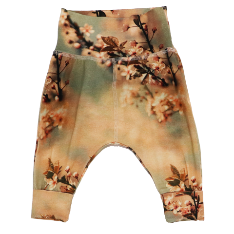 Pantaloni harem din bumbac organic cu imprimeu flori
