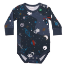 Body gri cu mânecă lungă și imprimeu spațiu din bumbac organic