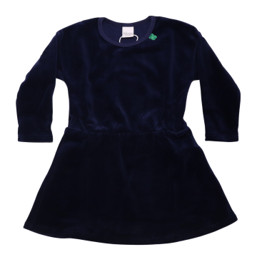 Rochie bleumarin din catifea cu mânecă lungă