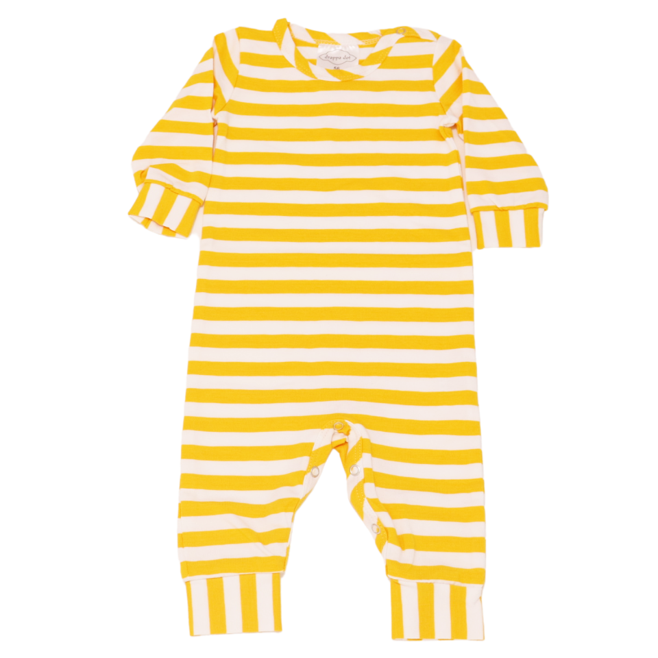 Salopetă cu dungi galbene pentru bebeluși