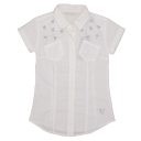 Cămașă albă cu ștrasuri și mânecă scurtă