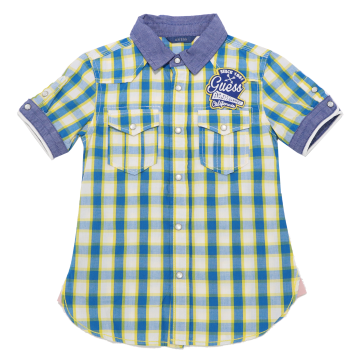 Cămașă în carouri albastre și galbene