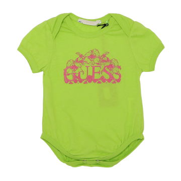 Body verde cu imprimeu logo roz cu sclipici