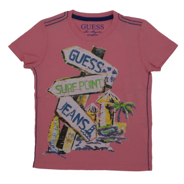 Tricou roz cu imprimeu surf