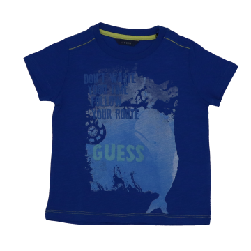 Tricou albastru cu imprimeu "Don't waste your time"