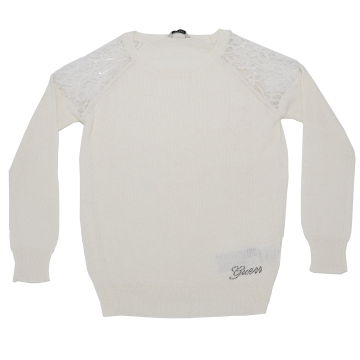 Bluză albă cu umeri din dantelă