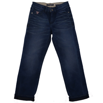 Blugi bleumarin cu talie ajustabilă și manșete