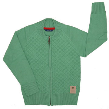 Cardigan verde cu fermoar