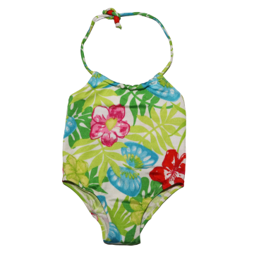 Costum de baie cu imprimeu flori și fluturi