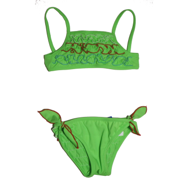 Costum de baie verde cu volănașe