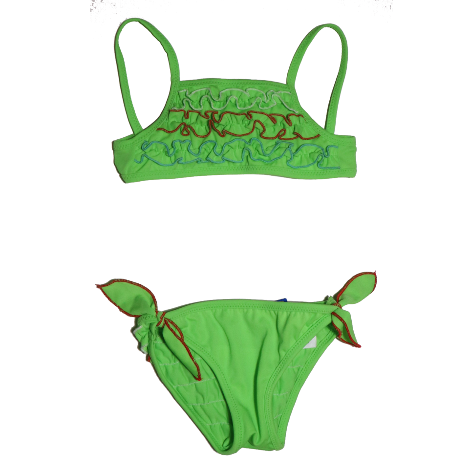 Costum de baie verde cu volănașe