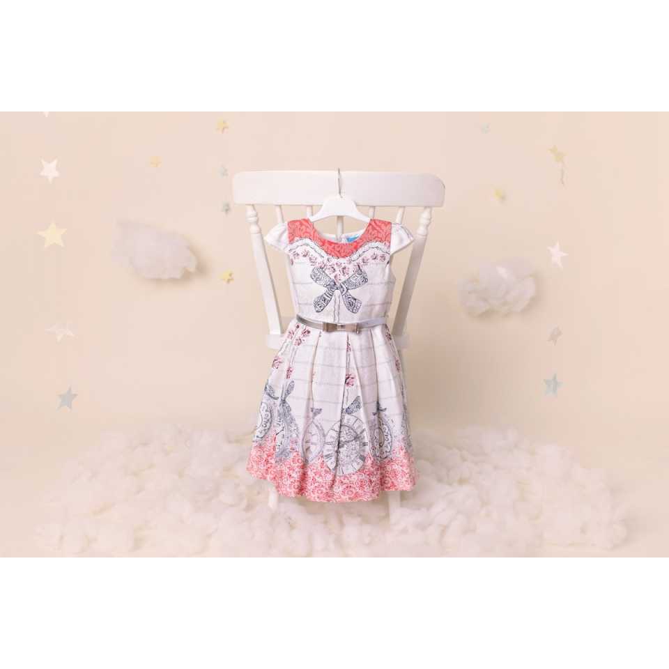 Rochie Clock cu imprimeu și curea