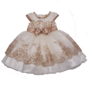 Rochie elegantă cu fundă și detalii aurii