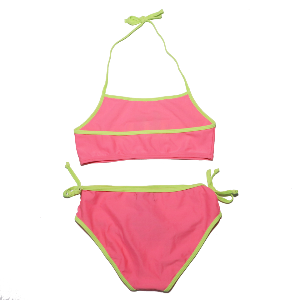 Costum de baie roz și verde