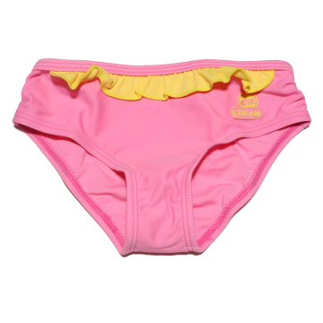 Slip de baie roz cu volănaș galben