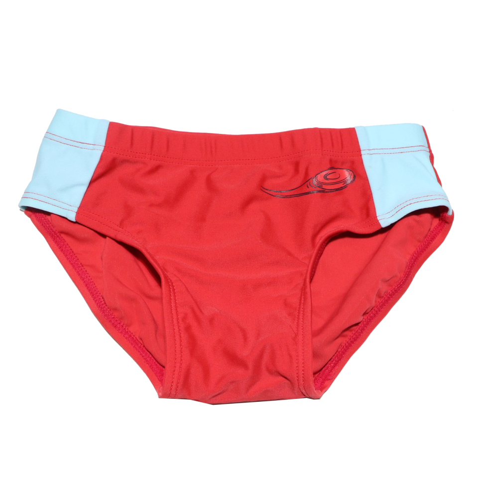 Slip de baie roșu și bleu