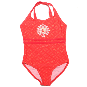 Costum de baie întreg portocaliu cu tatuaj