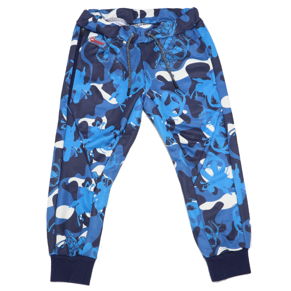 Pantaloni de trening cu imprimeu albastru Regular Fit Platon 103