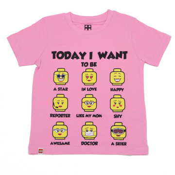 Tricou roz cu figurine