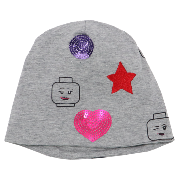 Căciulă gri cu figurine și paiete