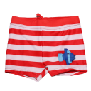 Slip de baie alb cu dungi roșii și imprimeu pește