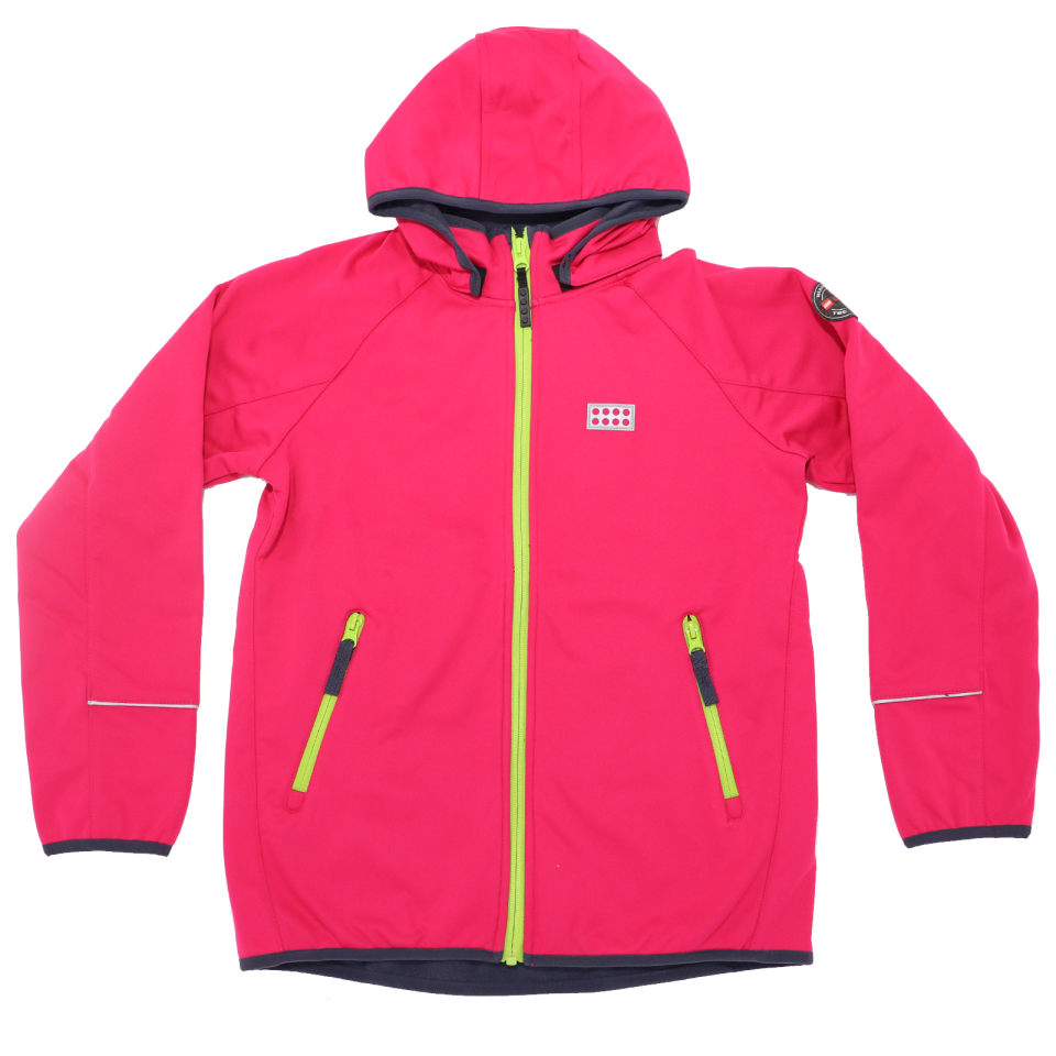 Geacă softshell, impermeabilă, windproof roz cu detalii verzi