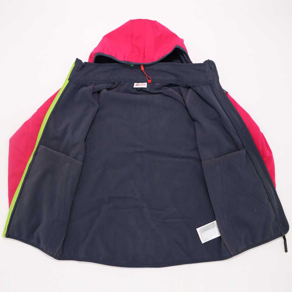 Geacă softshell, impermeabilă, windproof  roz cu detalii verzi
