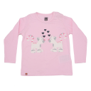 Bluză de pijama roz pal cu imprimeu figurine pisici