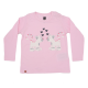 Bluză de pijama roz pal cu imprimeu figurine pisici